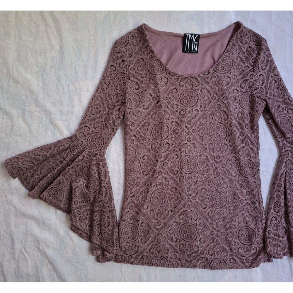 Y2K TMG New York Fairycore Lace Whimsigoth Romantic Bell Sleeve Women's Small - Picture 2 of 15